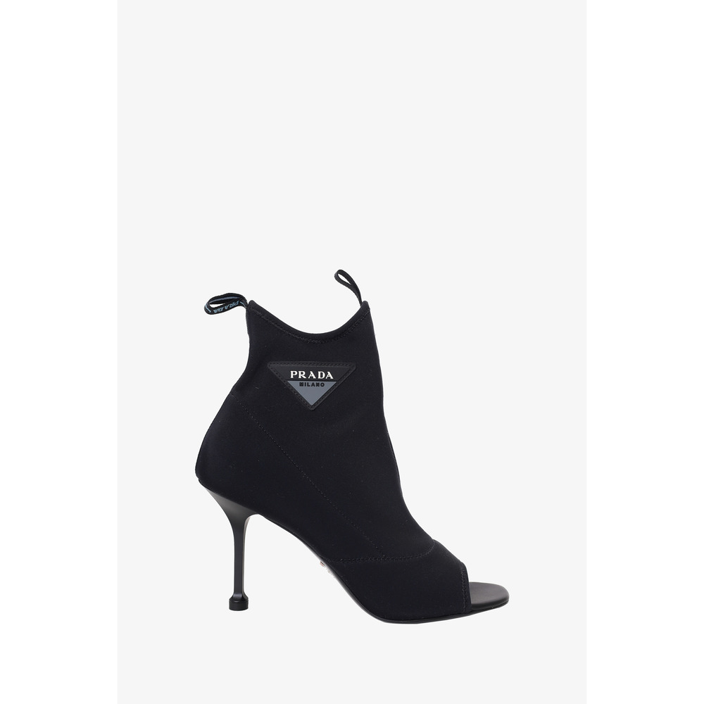 Prada Black Neoprene Open Toe Ankle Boots Size 40